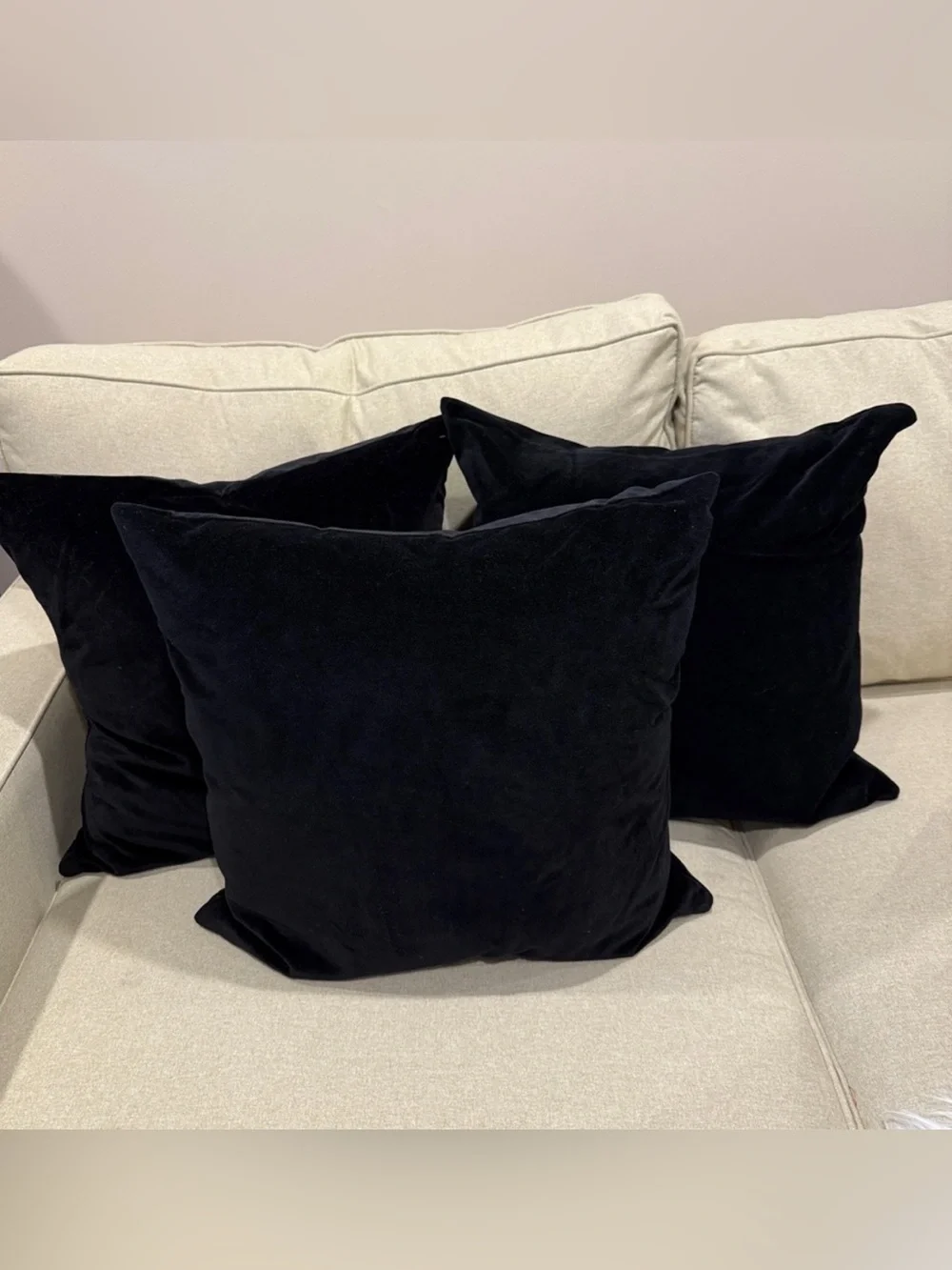Black Velvet Down and Feather Throw Pillows! 3 available!